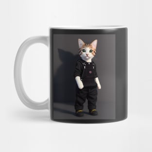 Cat Wearing Overalls - Modern Digital Art Mug